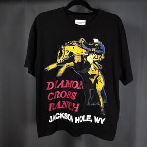 Diamond Cross Ranch T-Shirt Jackson Hole WY Black Cotton Shadow of Death Small